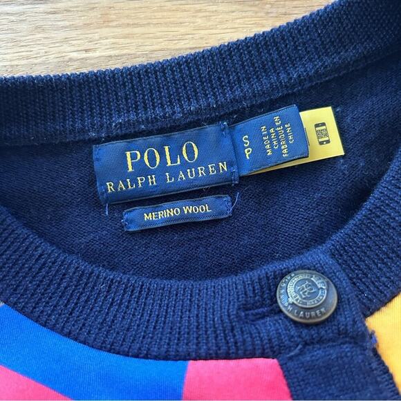 Polo Ralph Lauren Equestrian Themed Buttoned Wool & Silk Cardigan in Navy Small - Picture 13 of 16